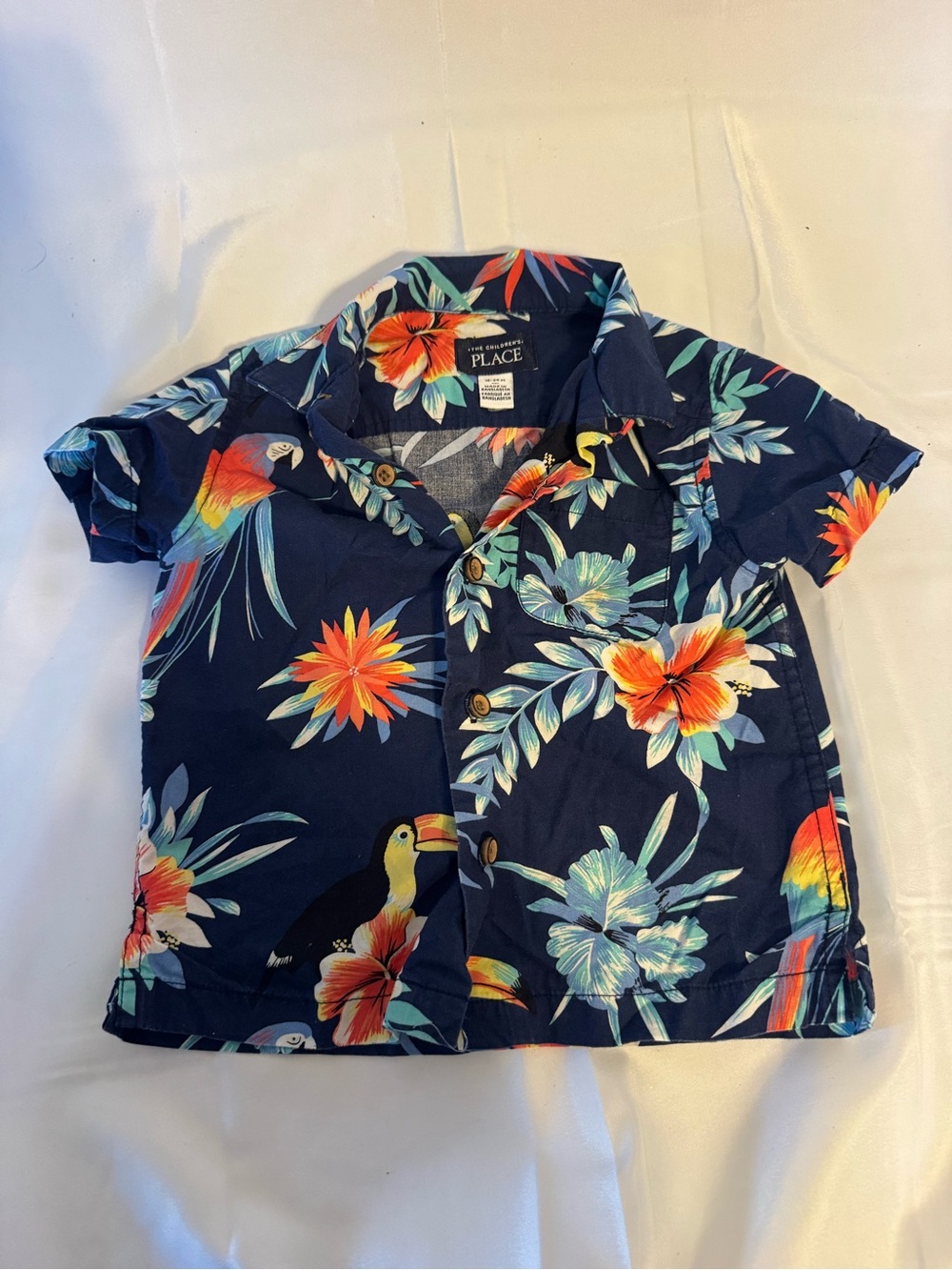 The Children's Place Navy Tropical Floral & Toucan Button-Down Shirt